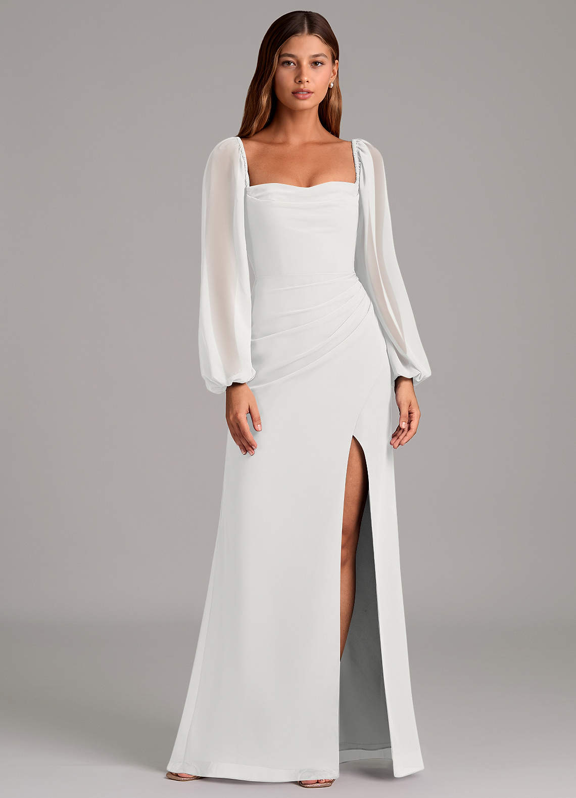 Brixley Mermaid Sweetheart Chiffon Bridesmaid Dress in white