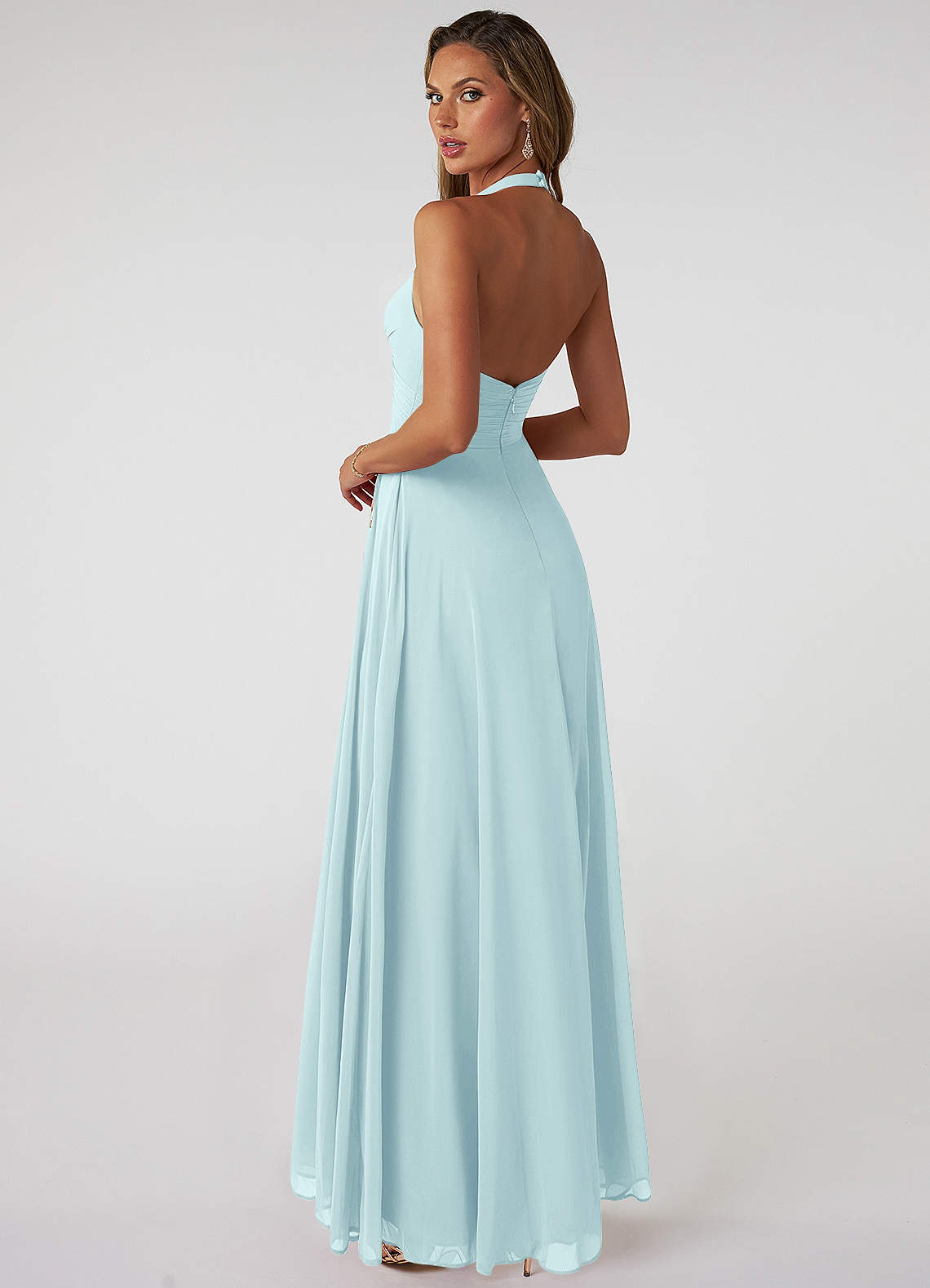 Tessie A-Line V-Neck Chiffon Bridesmaid Dress in Sea Glass