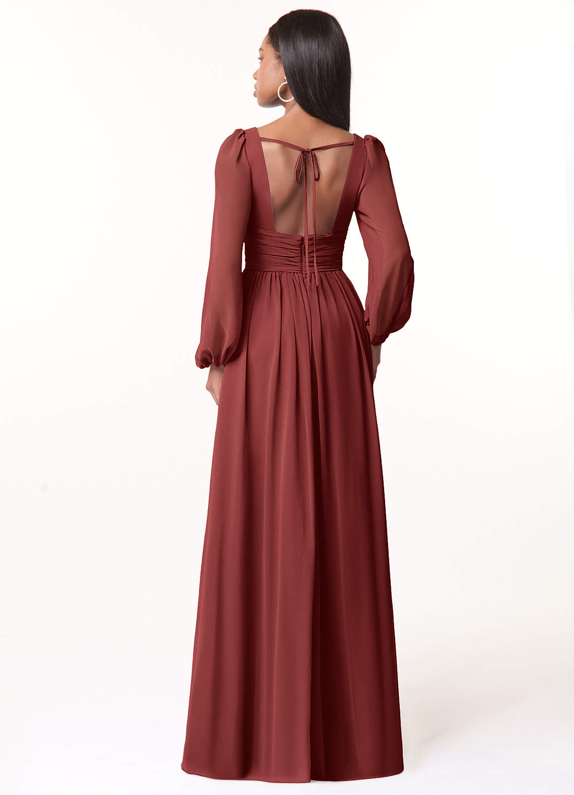 Norah A-Line V-Neck Chiffon Bridesmaid Dress in Terracotta