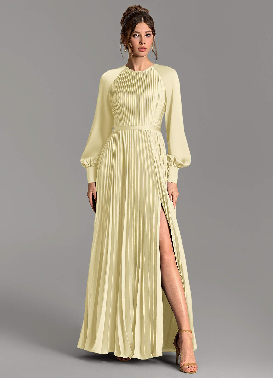 Grayson A-Line Scoop-Neck Stretch Satin Bridesmaid Dress in Lemon Sorbet