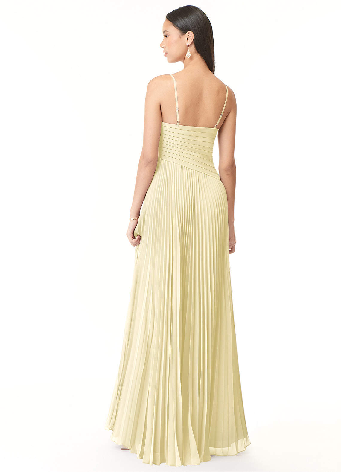 Vini A-Line V-Neck Chiffon Bridesmaid Dress in Lemon Sorbet