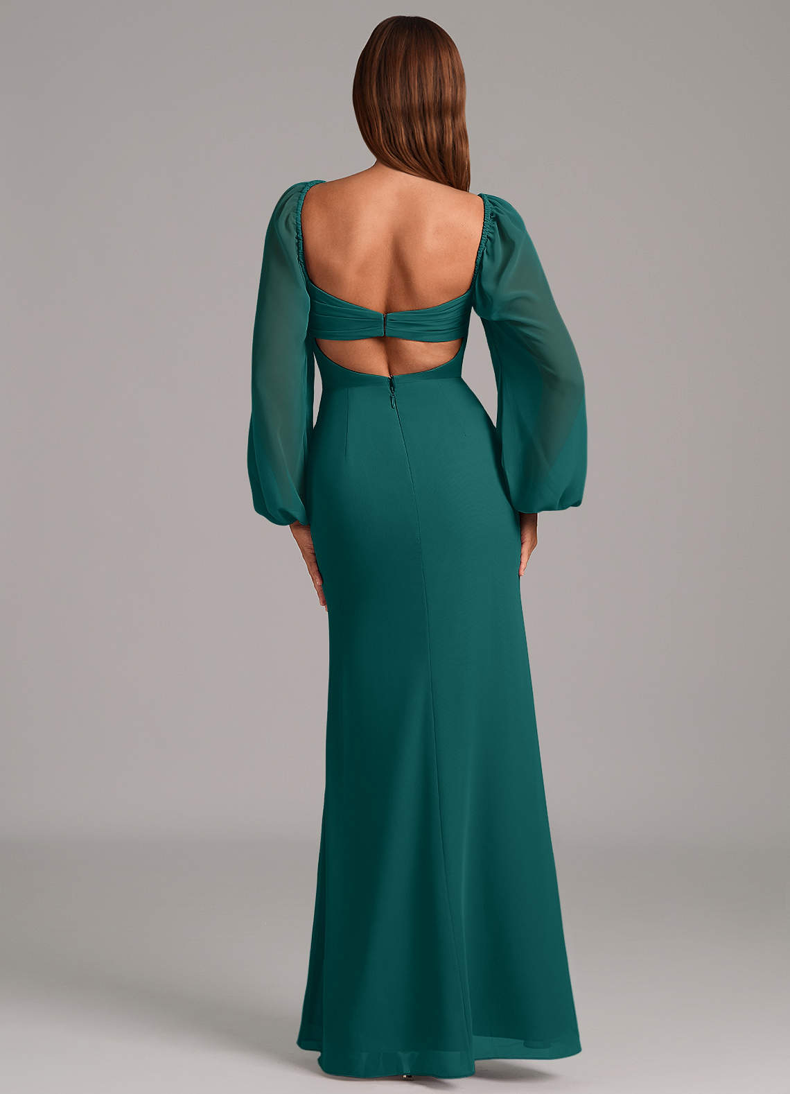 Brixley Mermaid Sweetheart Chiffon Bridesmaid Dress in Peacock