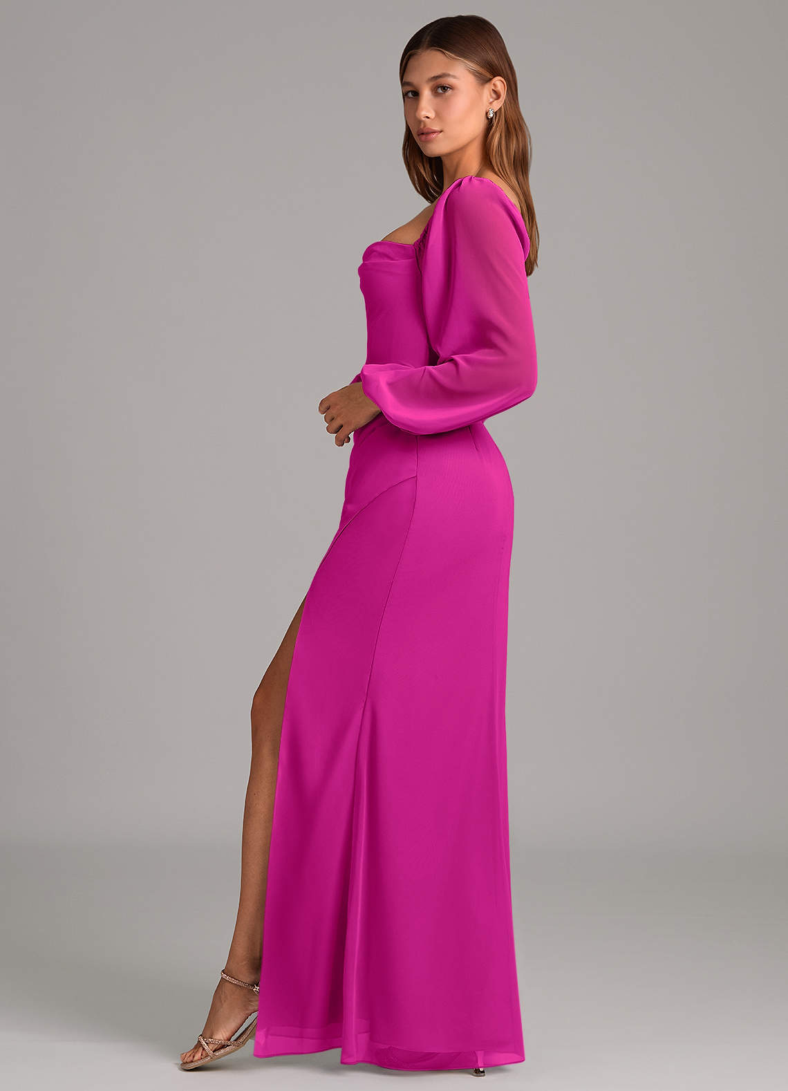 Brixley Mermaid Sweetheart Chiffon Bridesmaid Dress in Fuchsia
