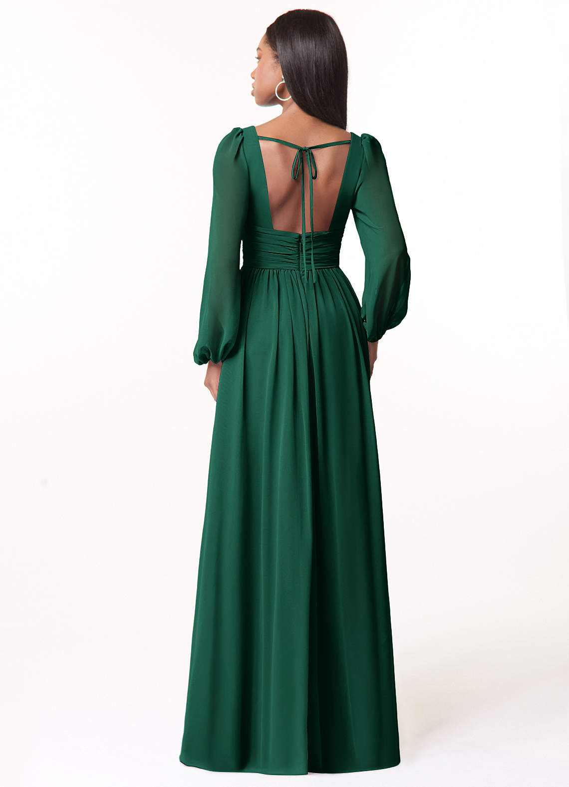 Norah A-Line V-Neck Chiffon Bridesmaid Dress in Emerald