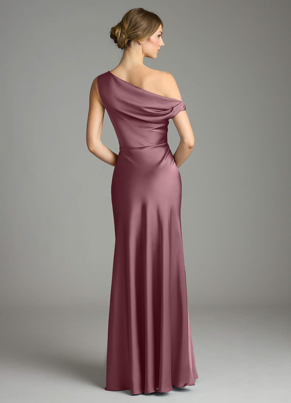 Emerson Mermaid One-Shoulder Stretch Satin Bridesmaid Dress in Amethyst