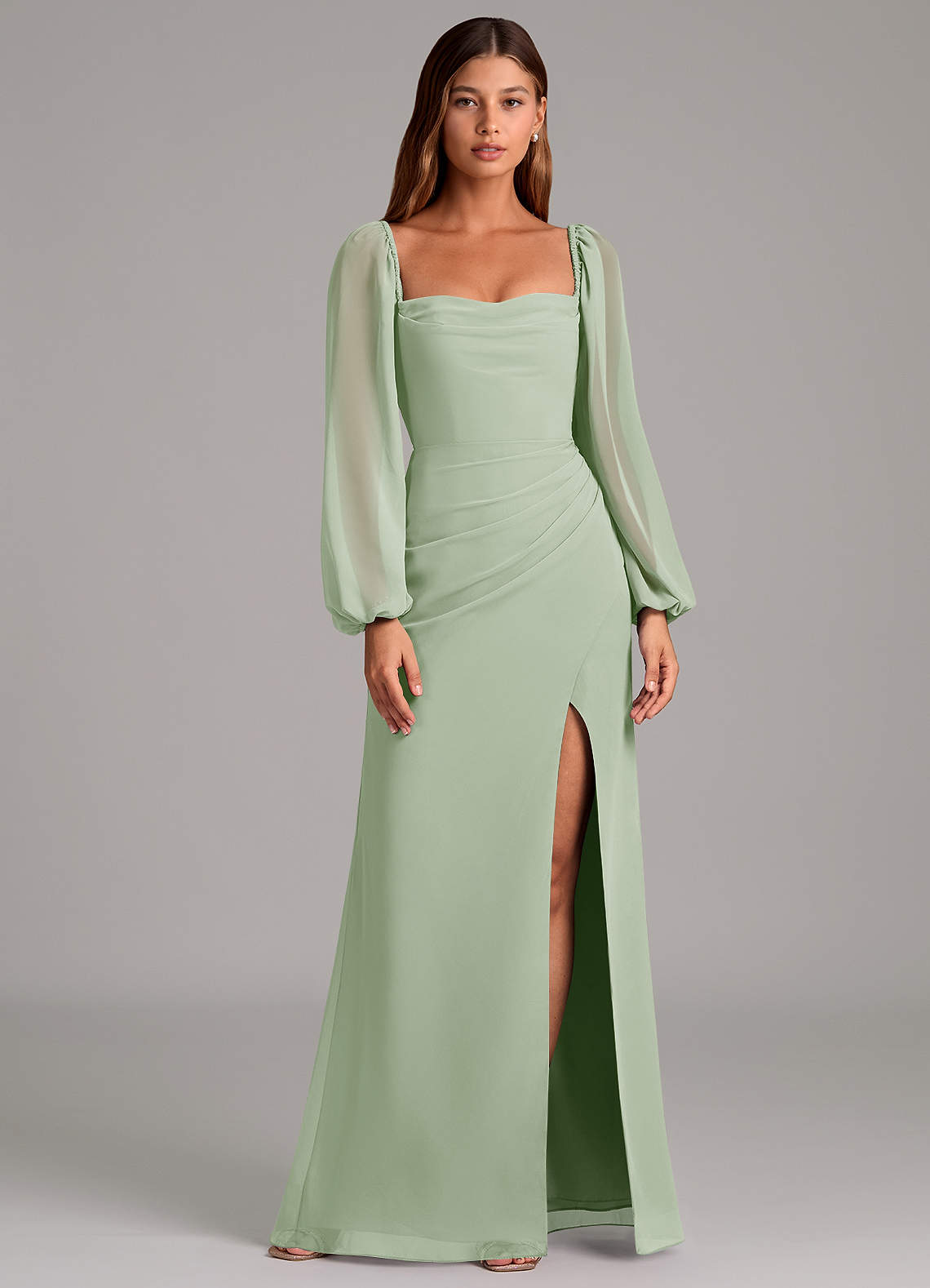 Brixley Mermaid Sweetheart Chiffon Bridesmaid Dress in Dusty Sage