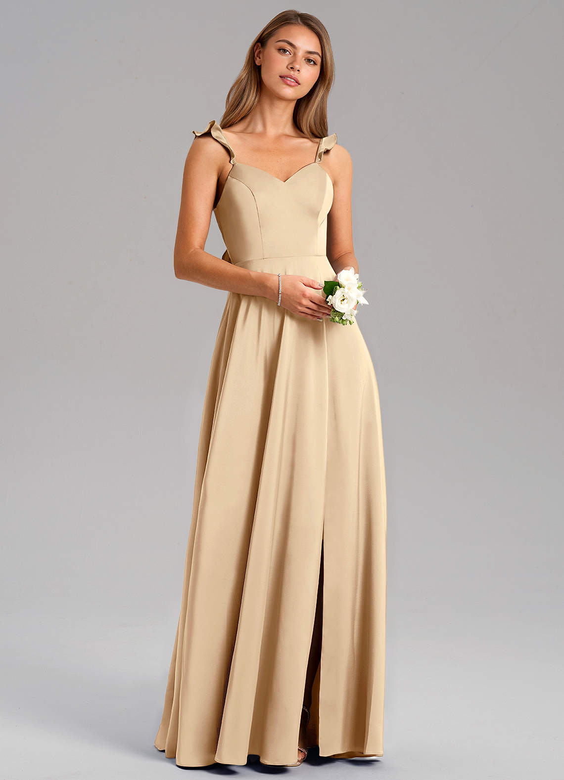Everett A-Line V-Neck Chiffon Bridesmaid Dress in Champagne