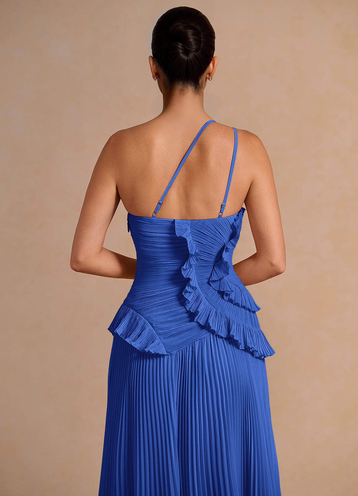 Melody A-Line One-Shoulder Chiffon Evening Dress in Royal Blue