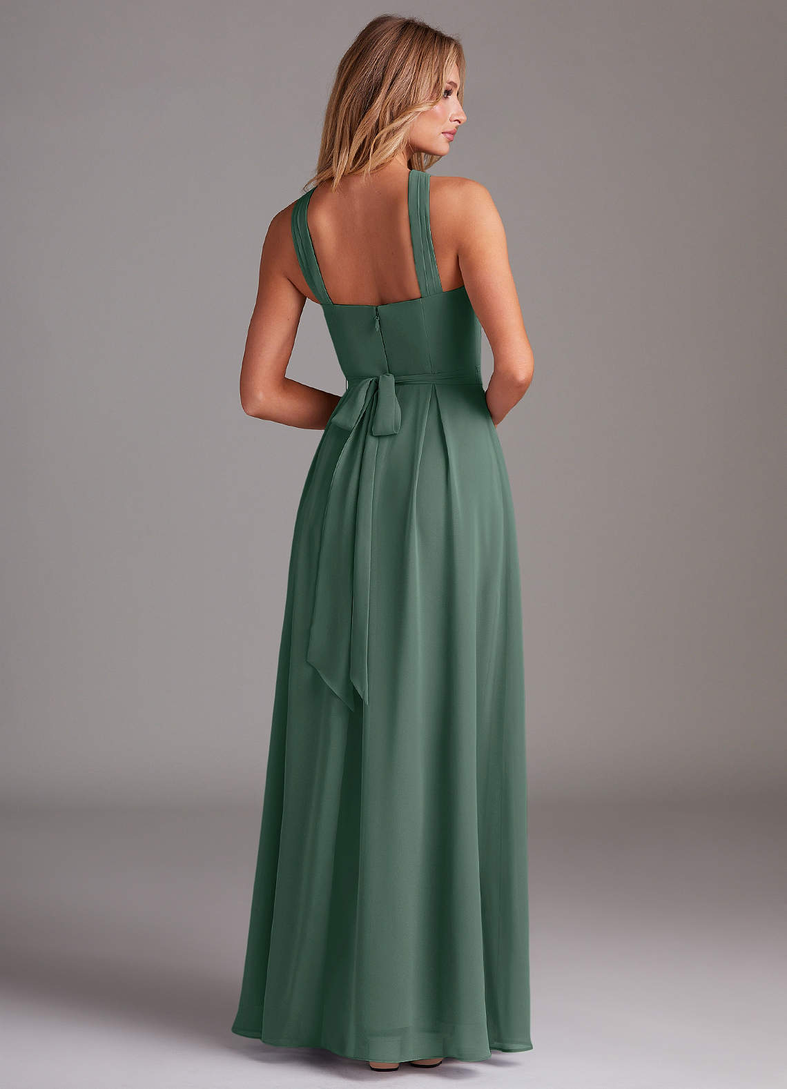 Dixie A-Line Halter Chiffon Bridesmaid Dress in Sea Moss