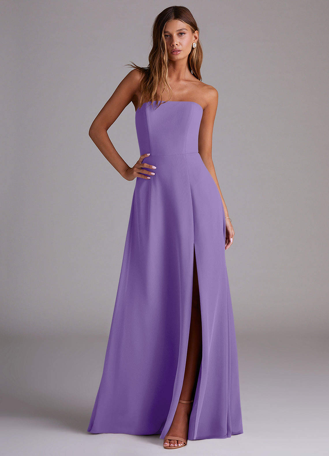 Wren A-Line Straight-Neck Chiffon Bridesmaid Dress in Tahiti