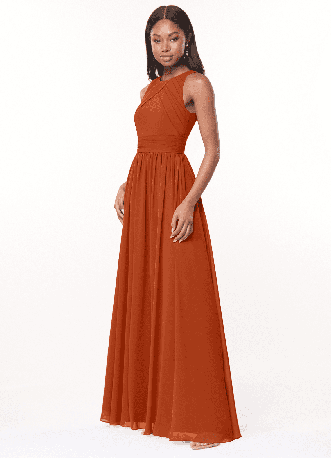Harper A-Line Scoop-Neck Chiffon Bridesmaid Dress in Burnt Orange