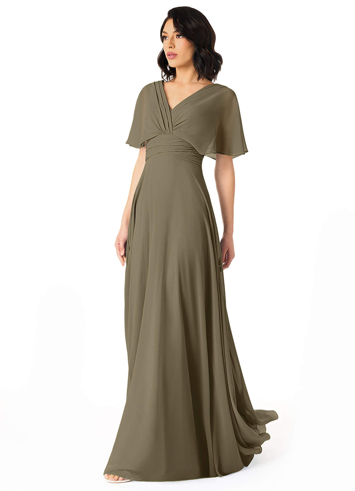 Pamela A-Line V-Neck Chiffon Bridesmaid Dress in Willow Green