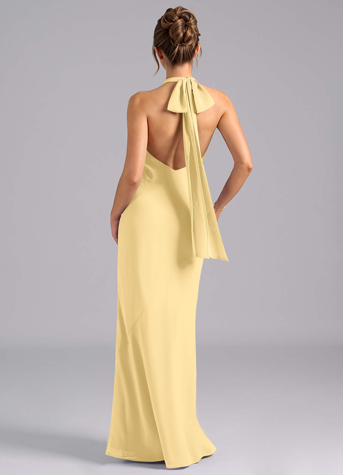 Velli Mermaid Halter Chiffon Bridesmaid Dress in Butter