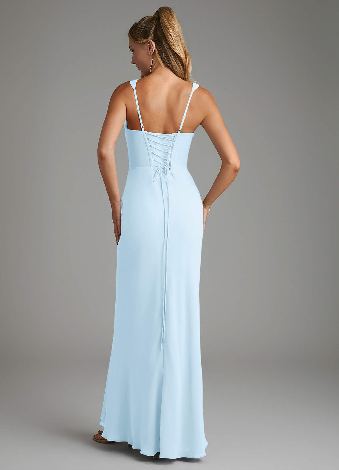 Asa Sheath Square-Neck Chiffon Bridesmaid Dress in Sky Blue