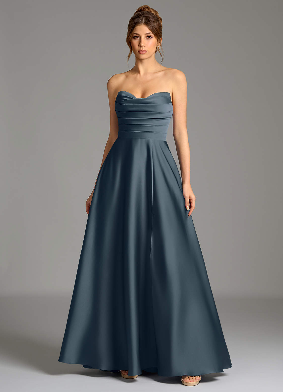 Ayla A-Line Sweetheart Stretch Satin Bridesmaid Dress in Twilight