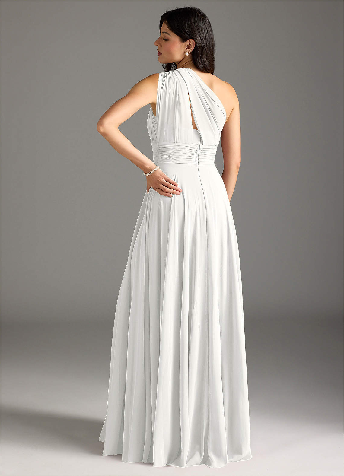 Charlize A-Line One-Shoulder Chiffon Bridesmaid Dress in white