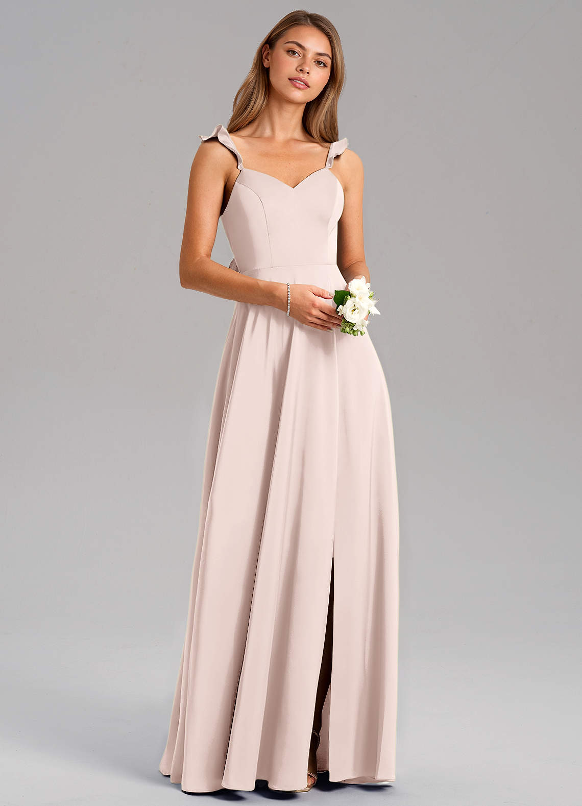Everett A-Line V-Neck Chiffon Bridesmaid Dress in Blushing Pink