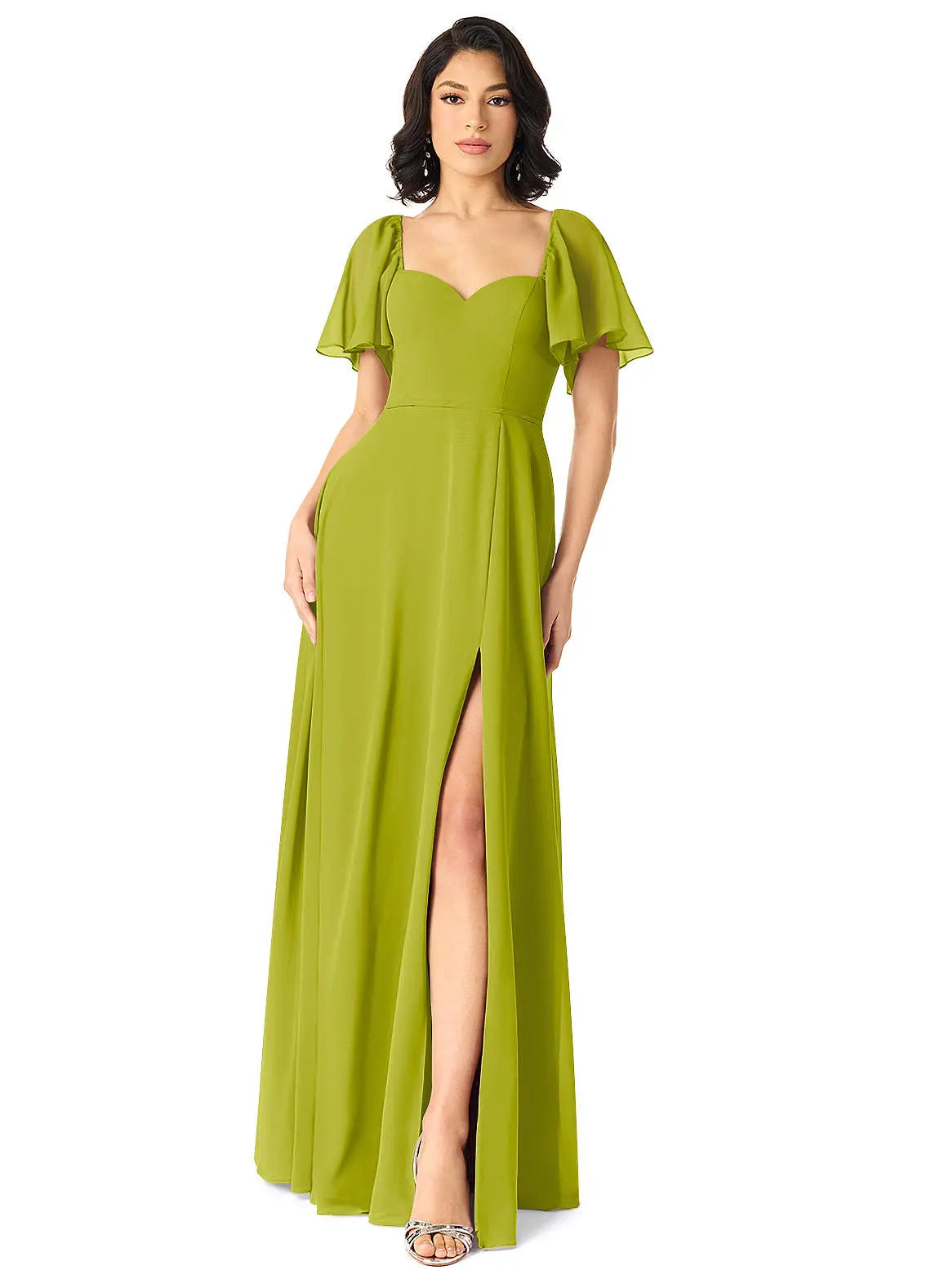 Chloe A-Line Sweetheart Chiffon Bridesmaid Dress in Lemongrass