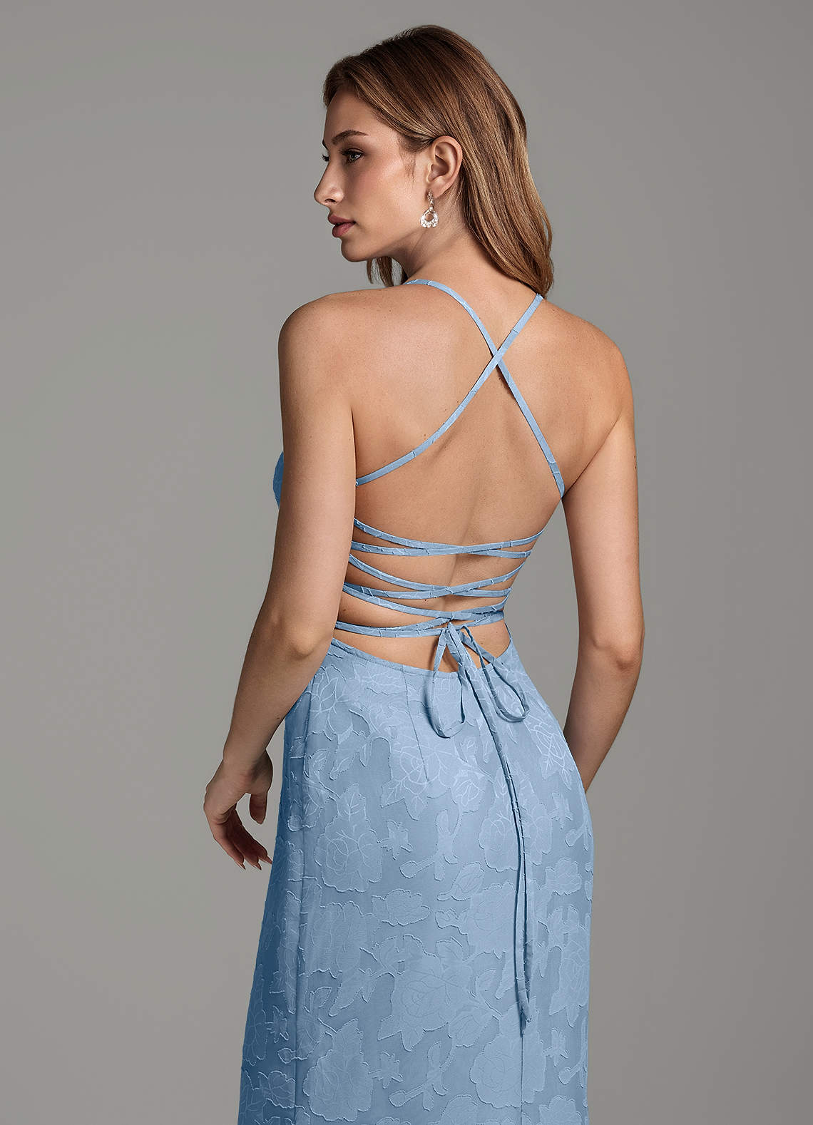 Dara Mermaid Sweetheart Floral Burnout Bridesmaid Dress in Powder Blue