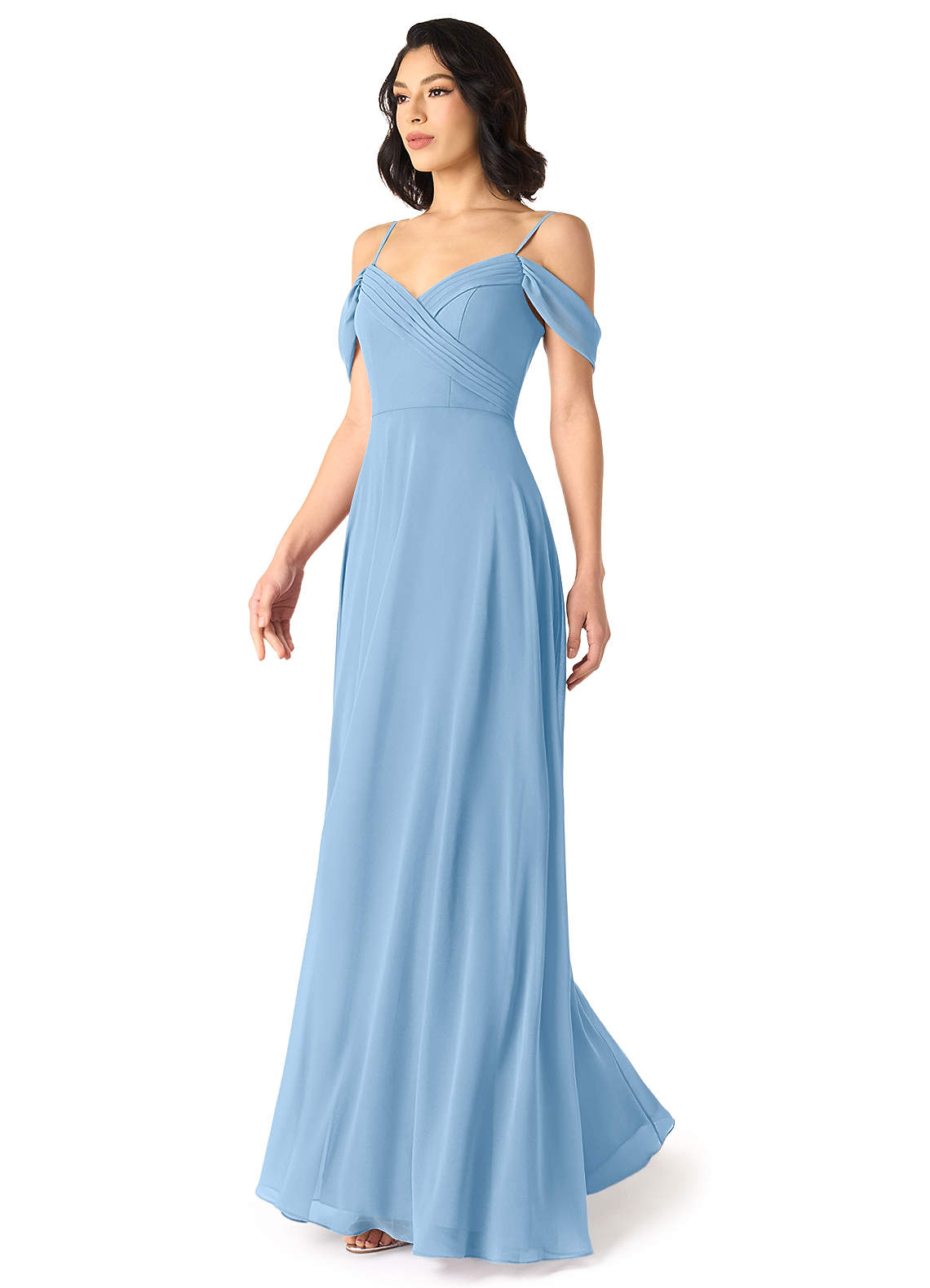 Tancie A-Line Off-the-Shoulder Chiffon Bridesmaid Dress in Powder Blue