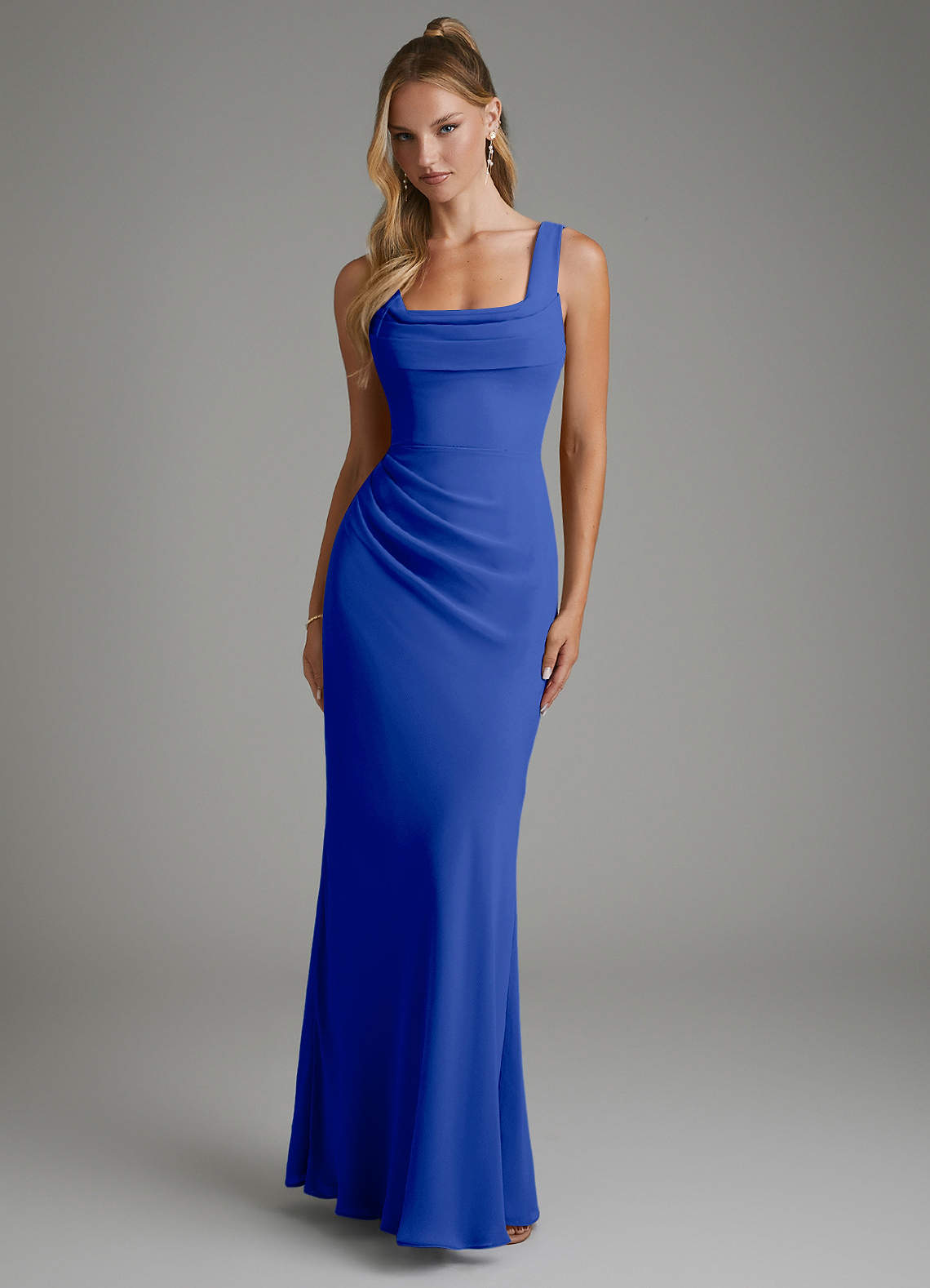 Asa Sheath Square-Neck Chiffon Bridesmaid Dress in Royal Blue