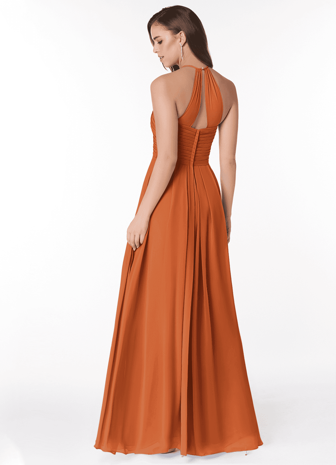 Ginger A-Line Halter Chiffon Bridesmaid Dress in Cinnamon