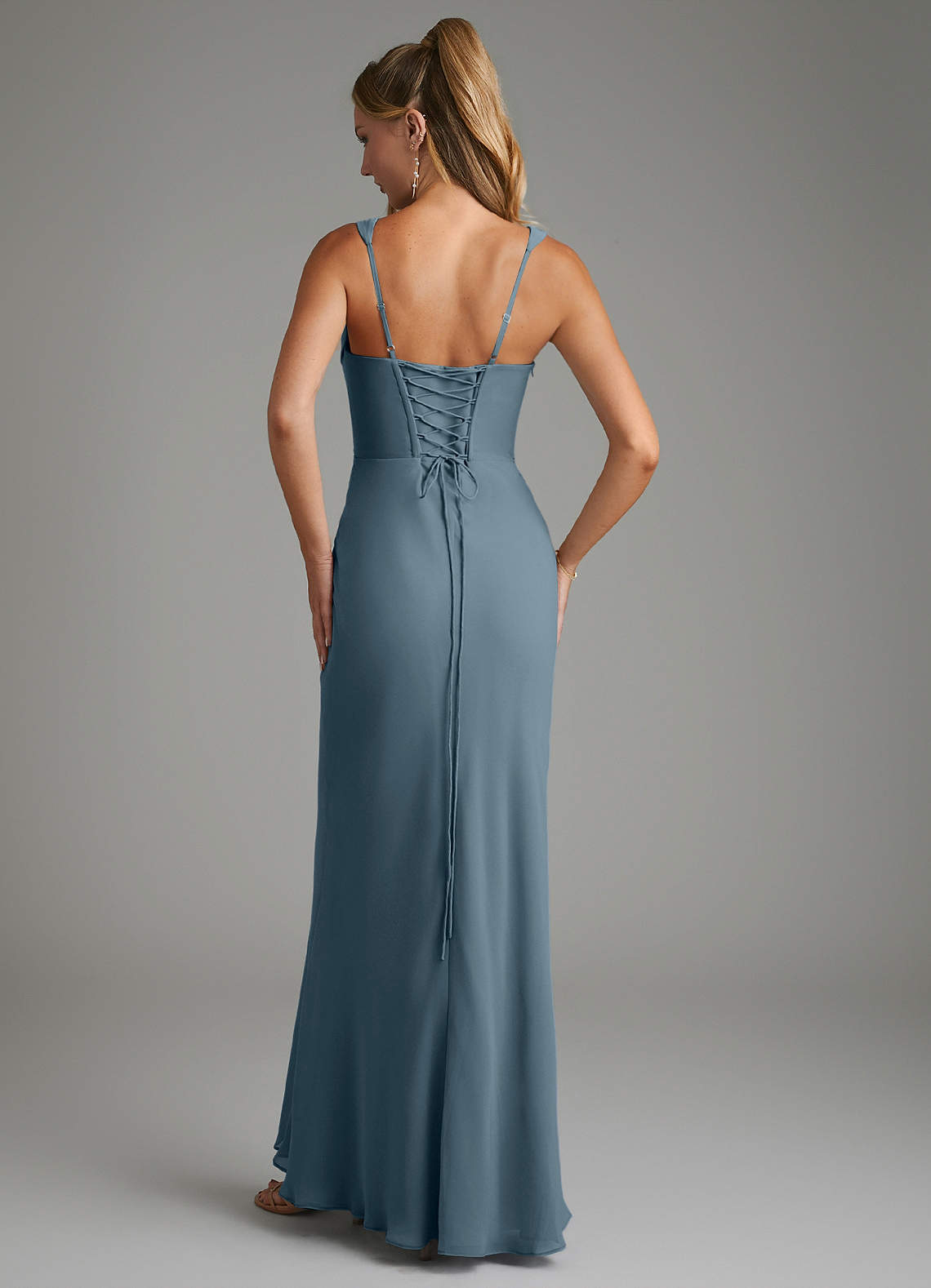 Asa Sheath Square-Neck Chiffon Bridesmaid Dress in Twilight