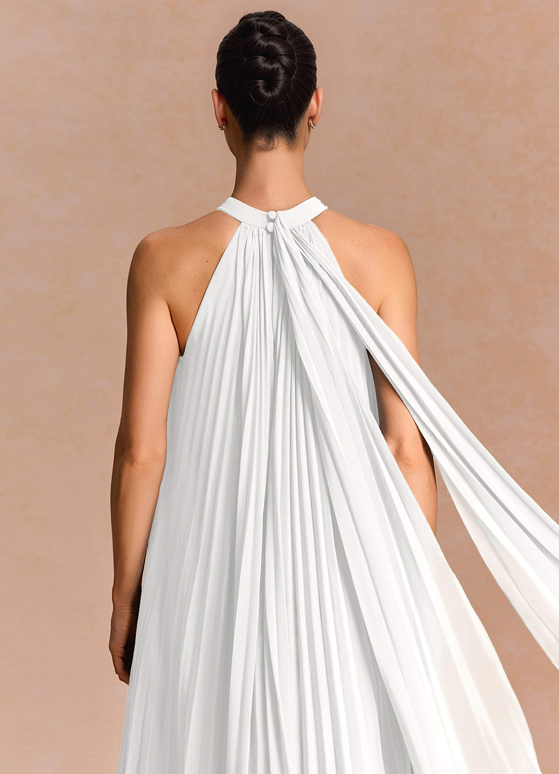 Lucette A-Line Halter Chiffon Evening Dress in White