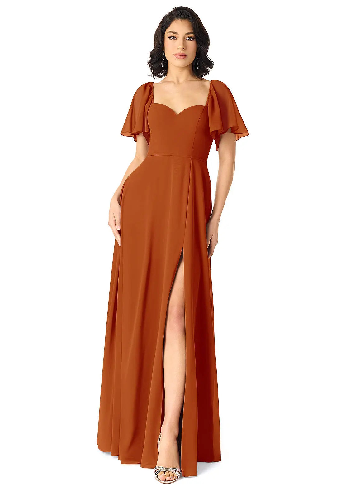 Chloe A-Line Sweetheart Chiffon Bridesmaid Dress in Paprika