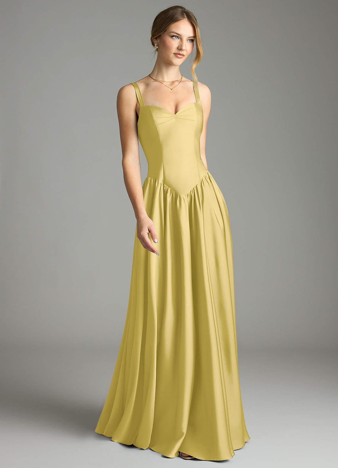 Evadina A-Line Sweetheart Stretch Satin Bridesmaid Dress in Canary