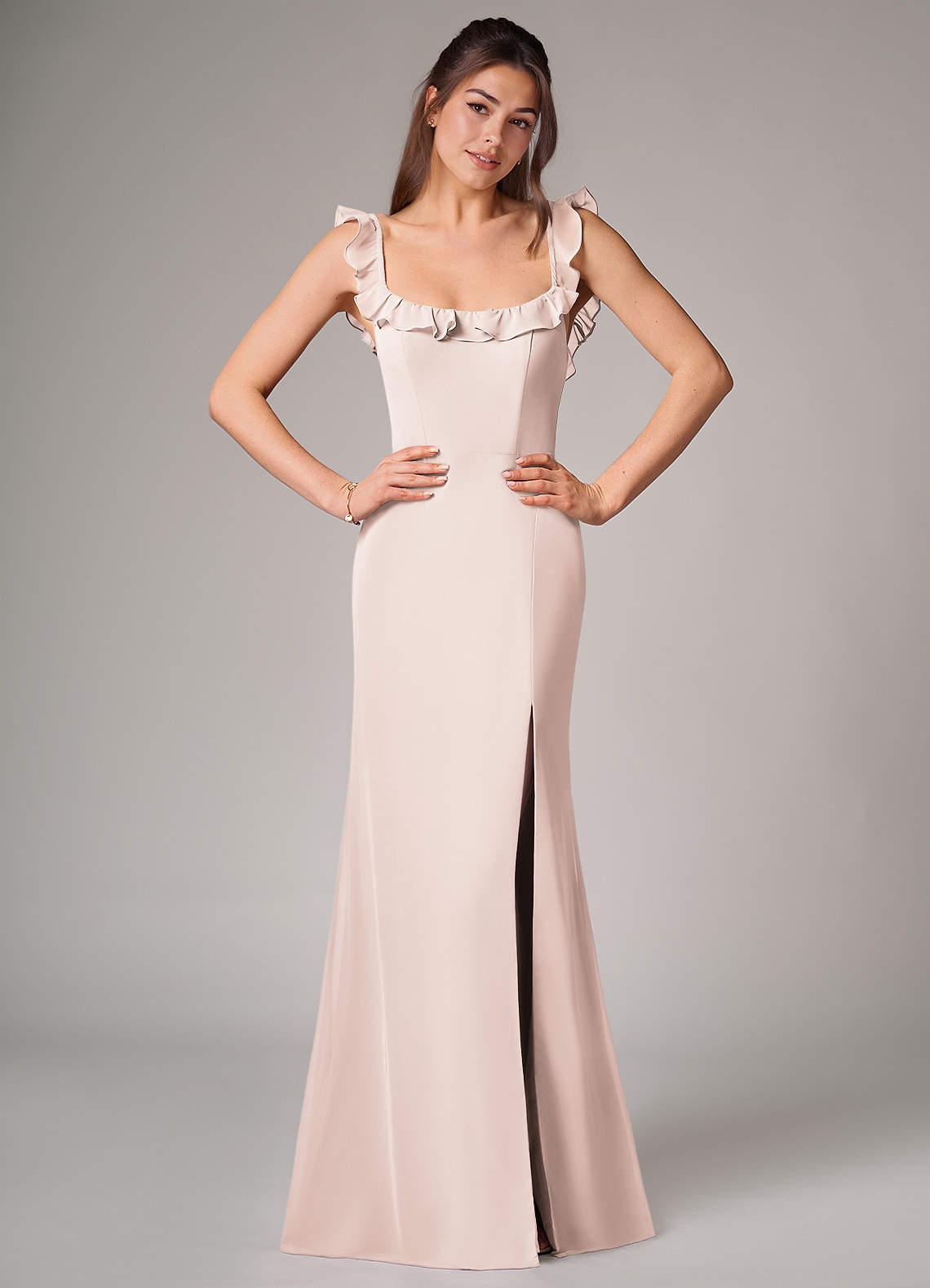 Callie Mermaid Scoop-Neck Chiffon Bridesmaid Dress in Rose Petal
