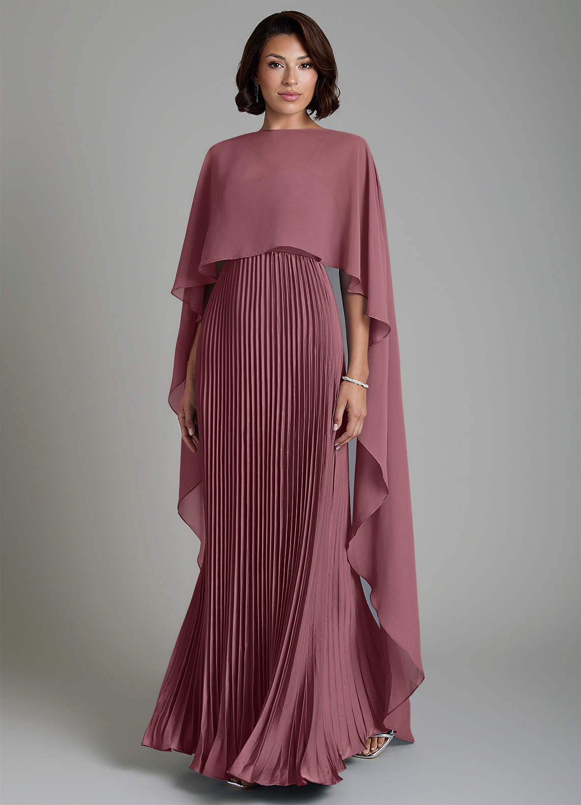 Micah A-Line Sweetheart Stretch Satin and Chiffon Bridesmaid Dress in Desert Rose