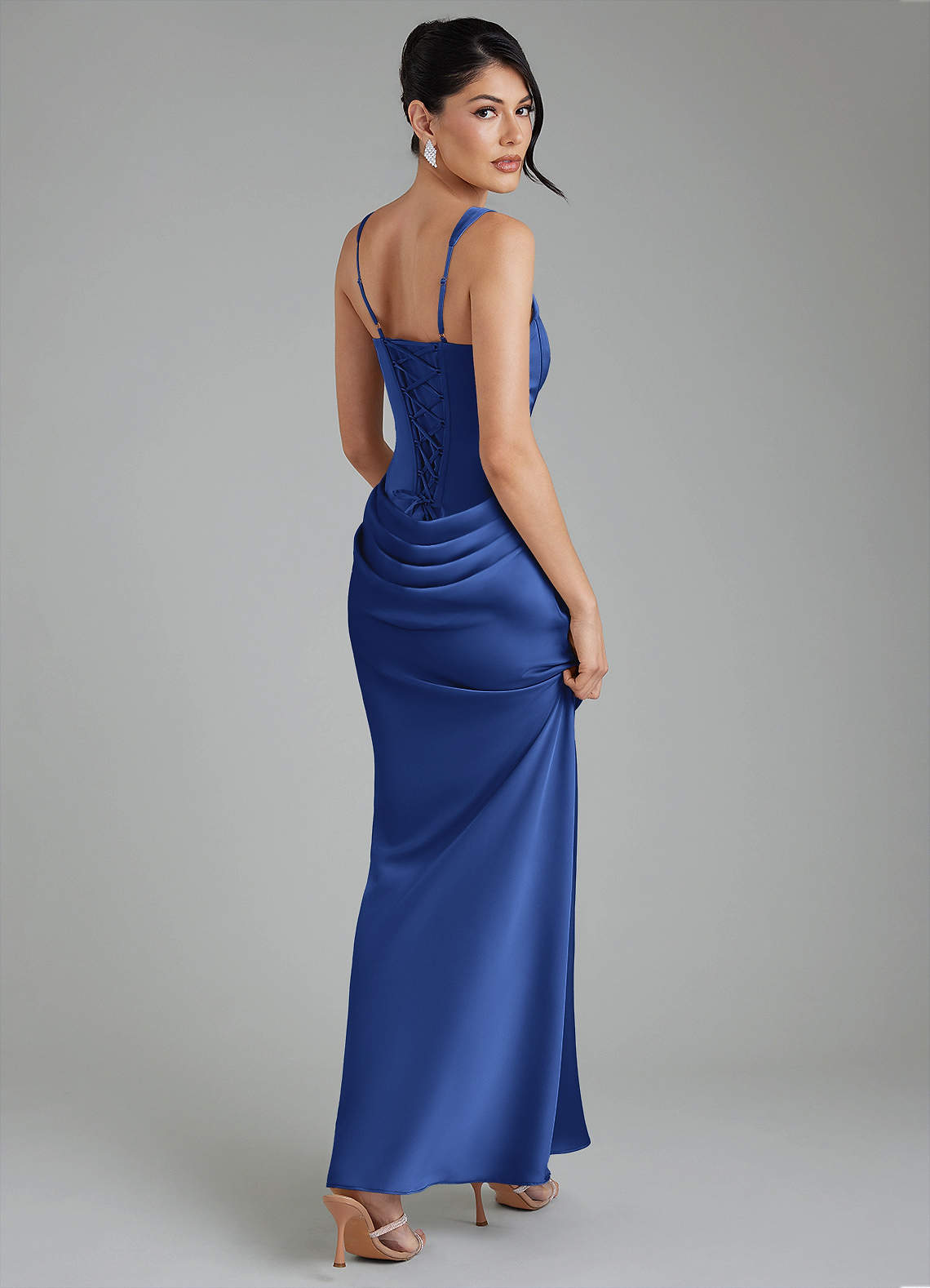 Etta Mermaid Square-Neck Stretch Satin Bridesmaid Dress in Royal Blue