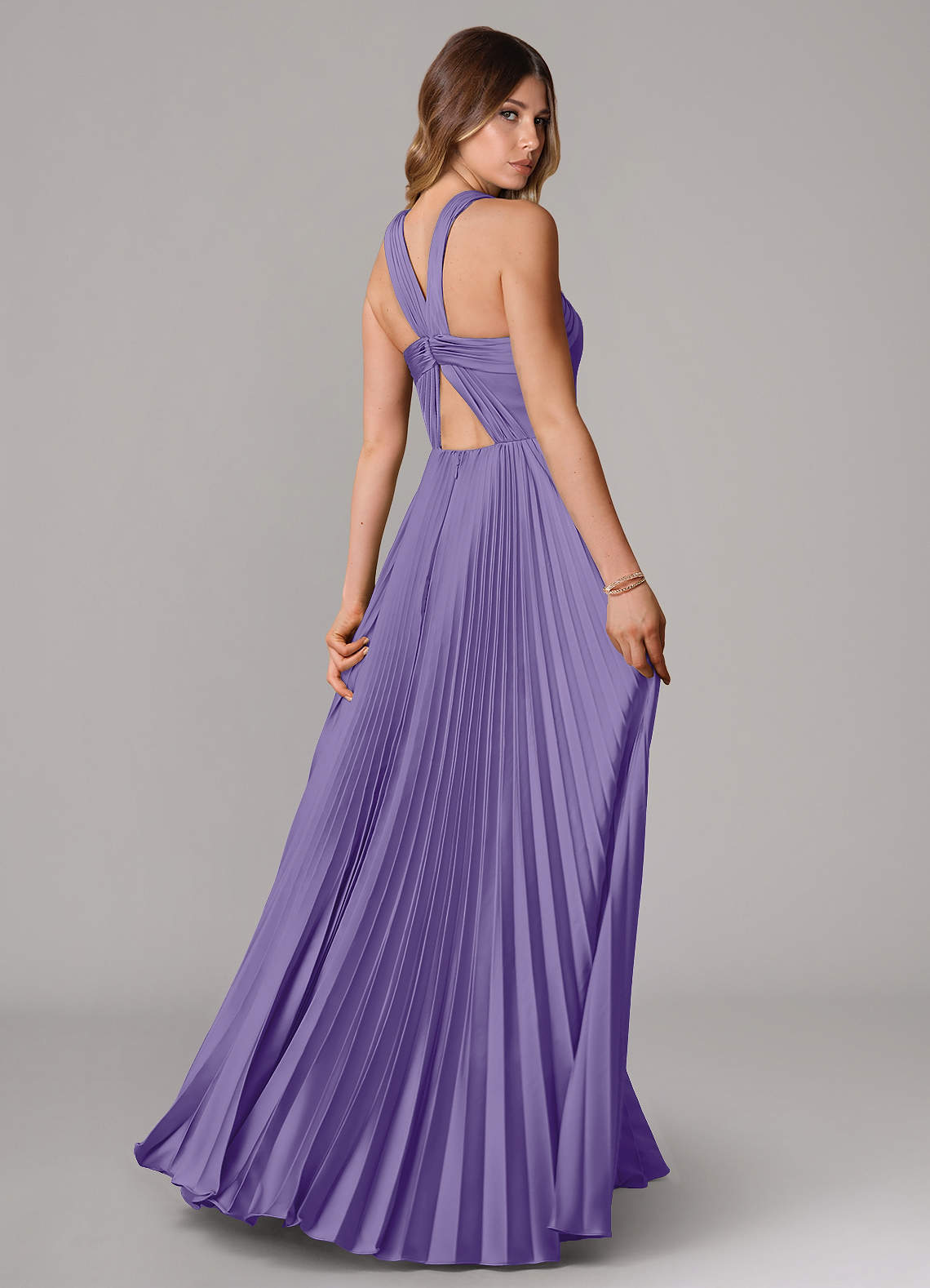 Afra A-Line Halter-Neck Stretch Satin Bridesmaid Dress in Tahiti