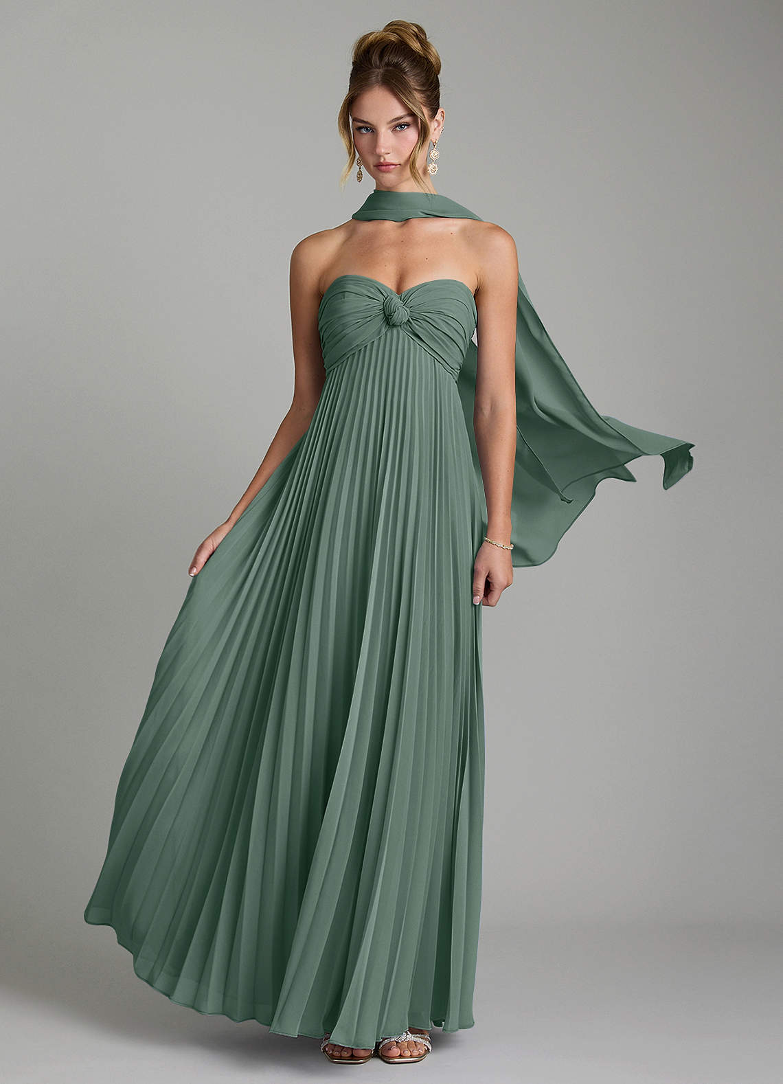 Tempest A-Line Sweetheart Chiffon Bridesmaid Dress in Sea Moss