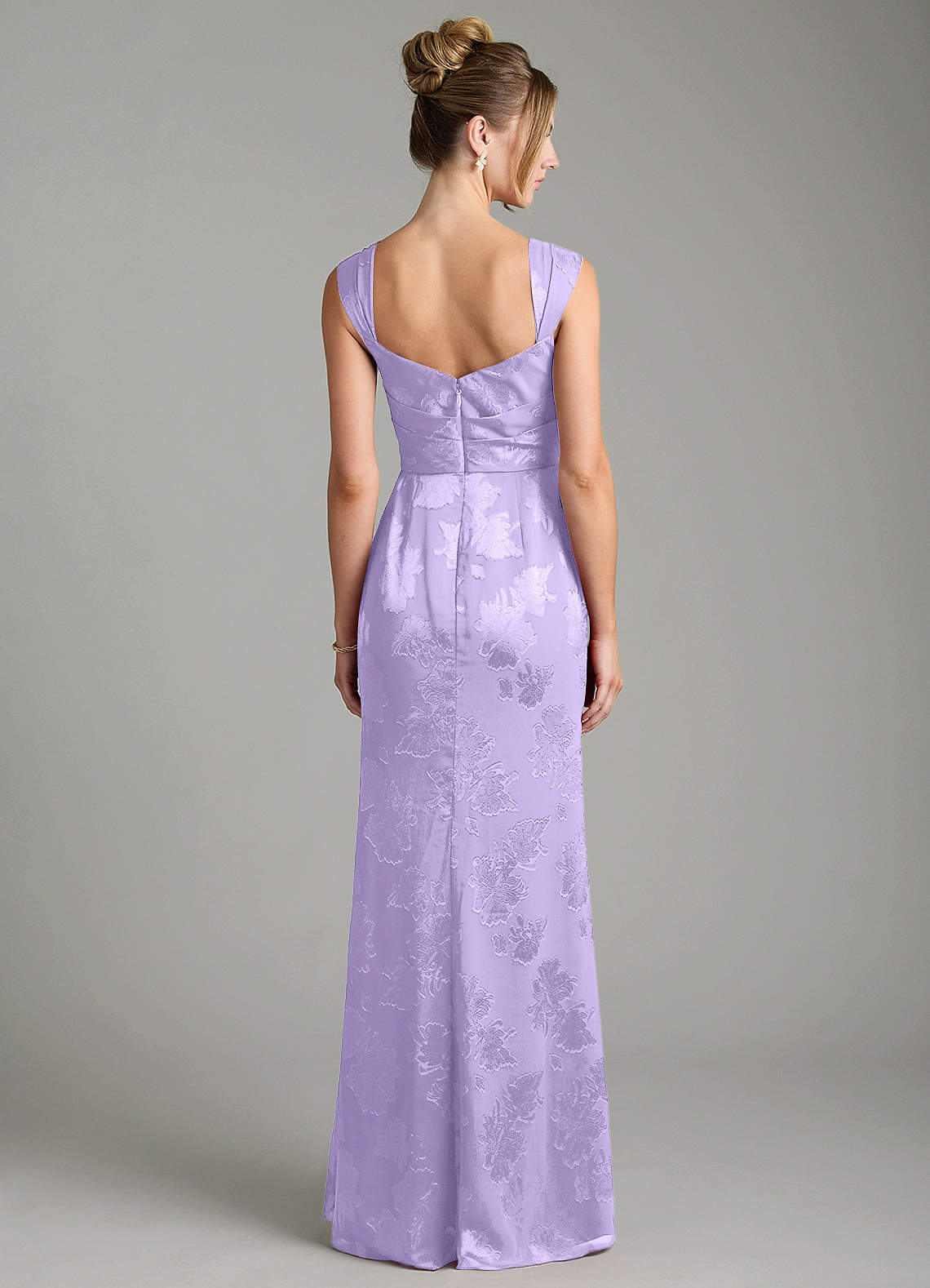 Kaelis Mermaid Scoop-Neck Jacquard Bridesmaid Dress in Lilac