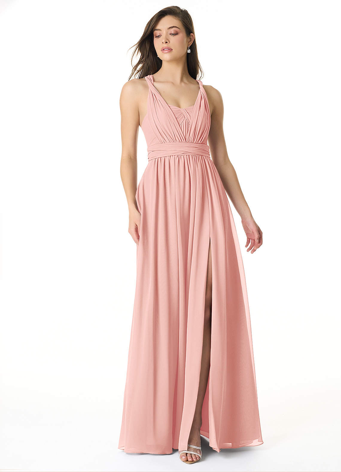 Olani A-Line V-Neck Chiffon Bridesmaid Dress in Rosette