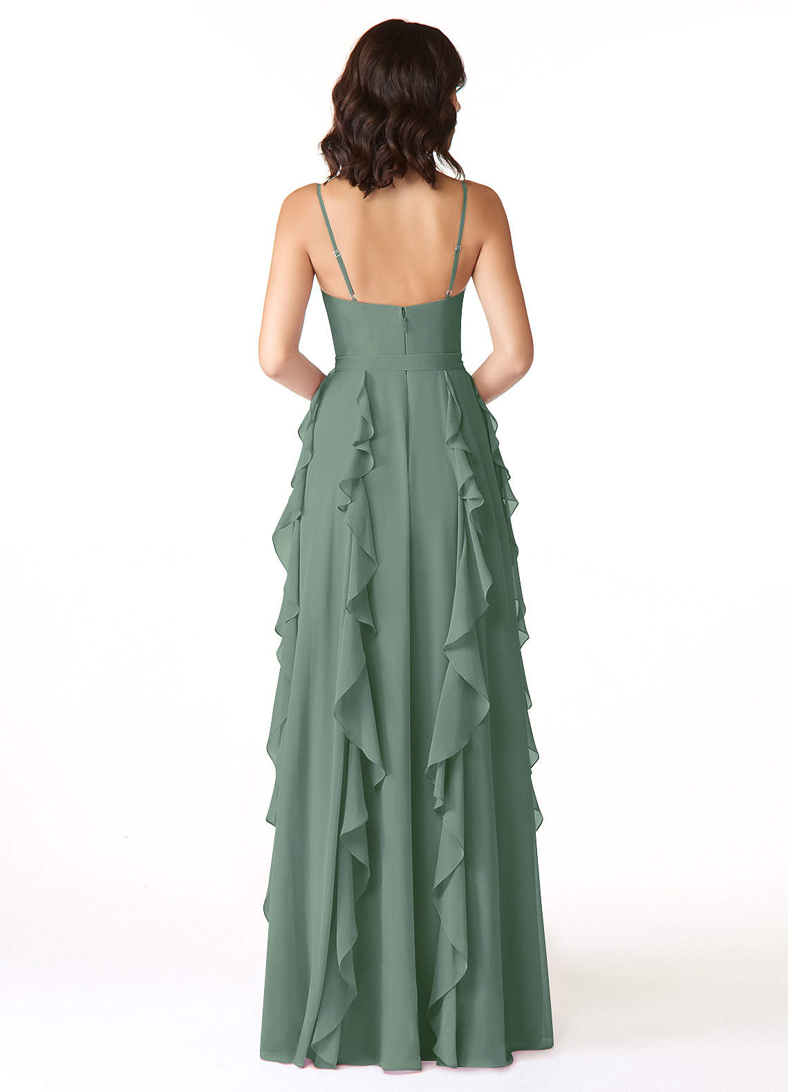 Peyton A-Line V-Neck Chiffon Bridesmaid Dress in Eucalyptus