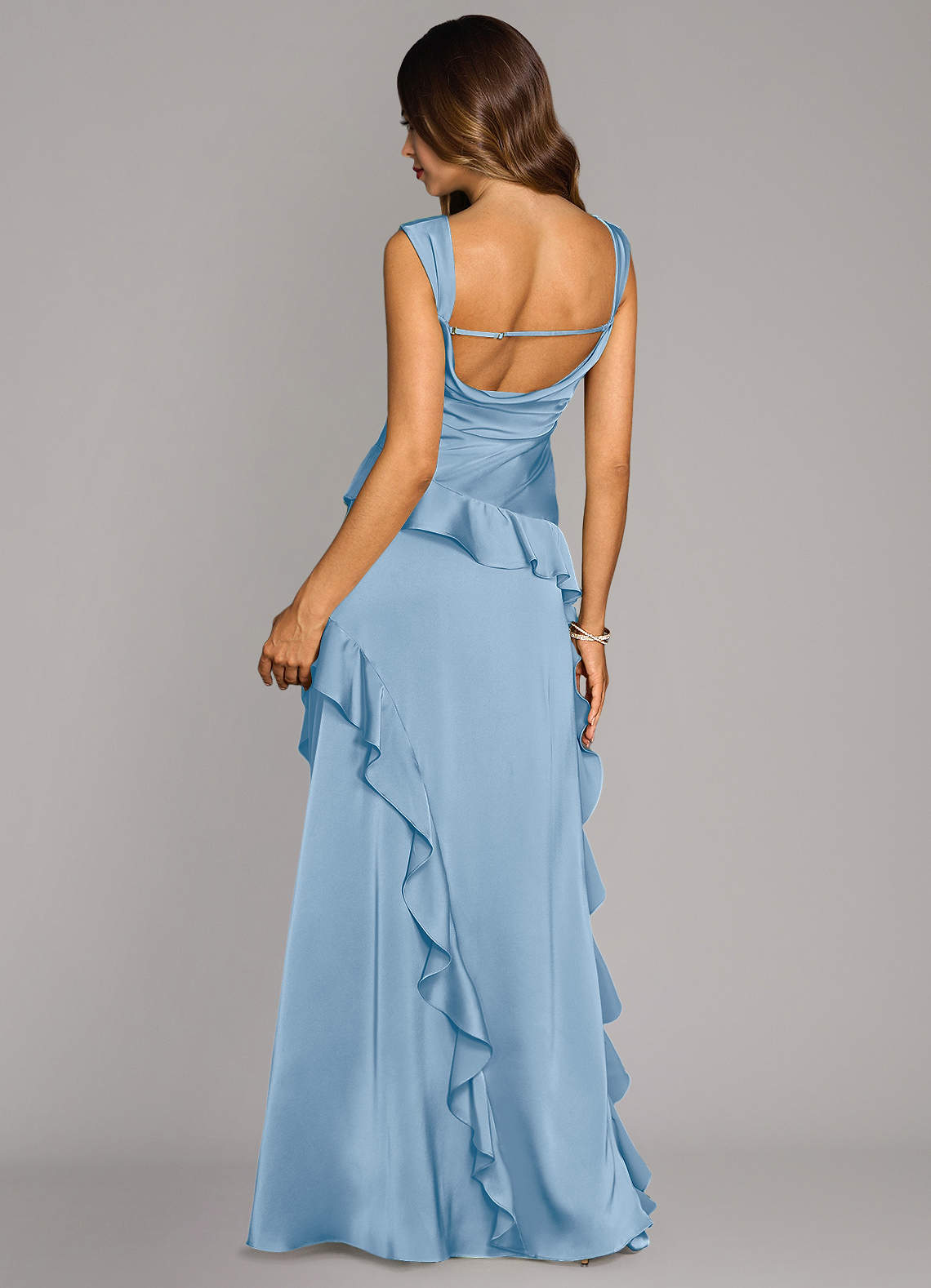 Sloane A-Line Sweetheart Stretch Satin Bridesmaid Dress in Powder Blue