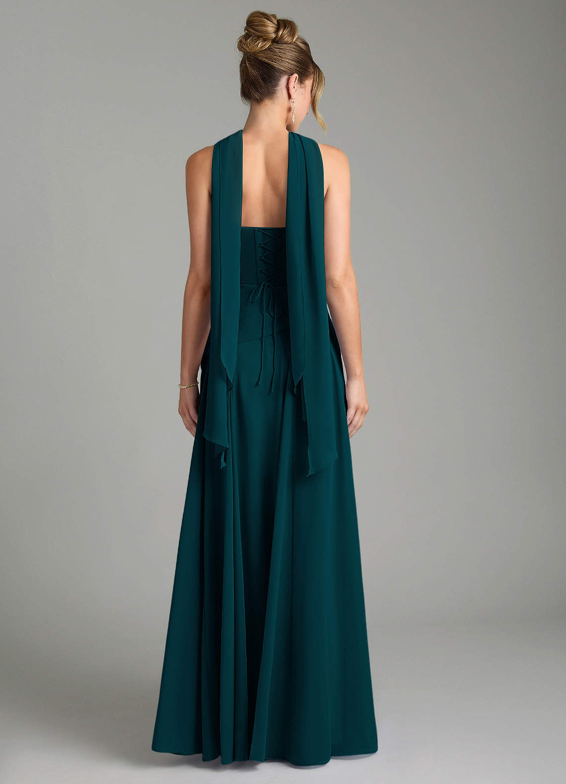 Gabriela A-Line Cowl-Neck Chiffon Bridesmaid Dress in Pine