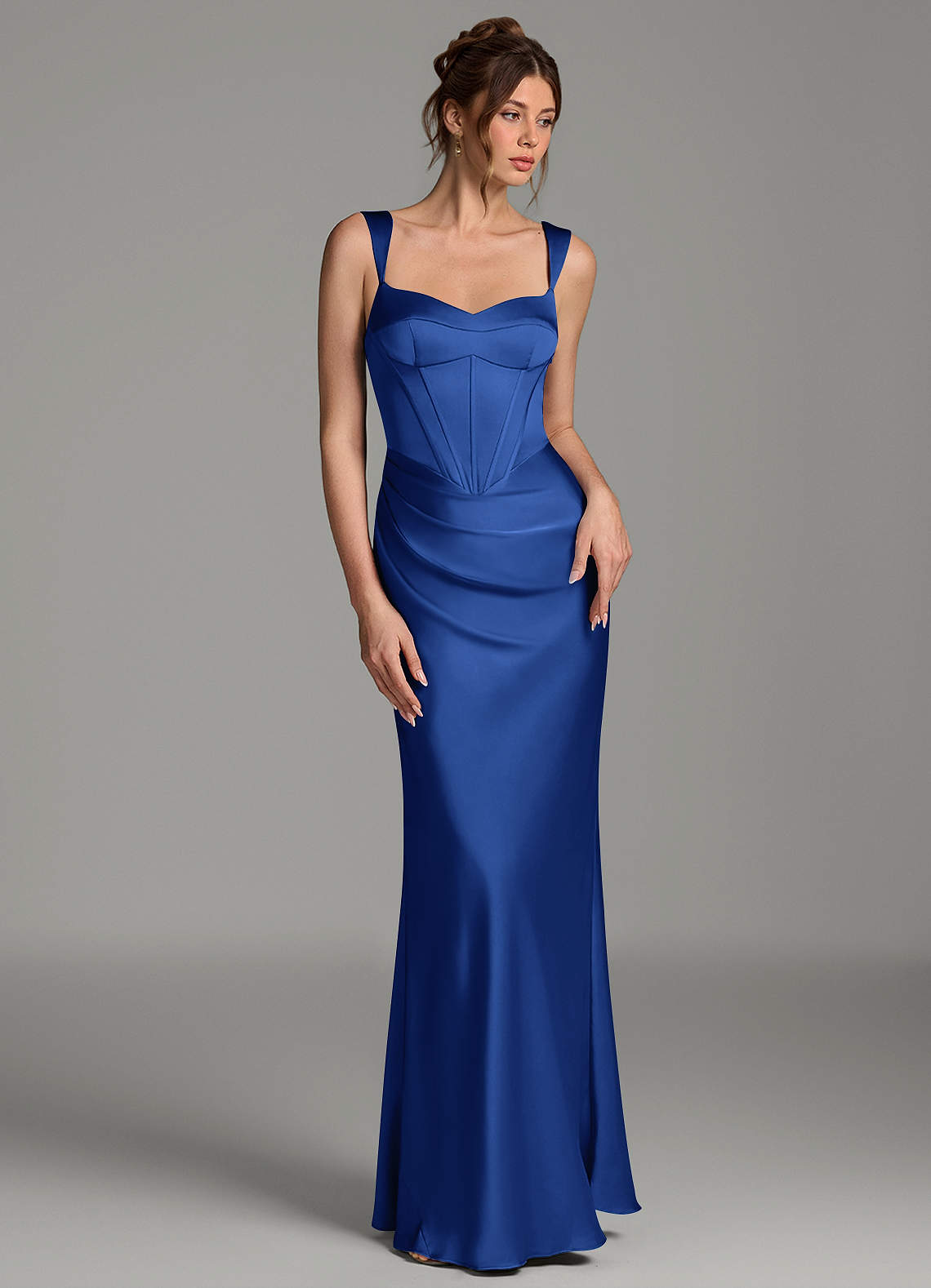 Mela Sheath Sweetheart Stretch Satin Bridesmaid Dress in Royal Blue