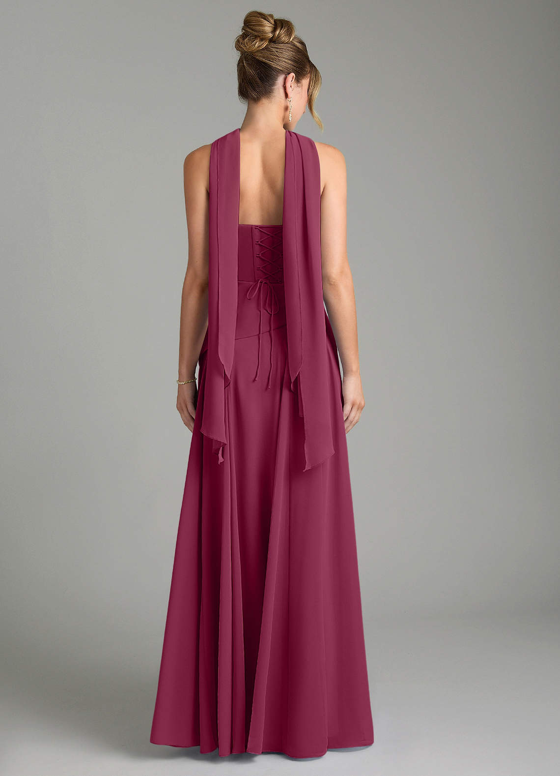 Gabriela A-Line Cowl-Neck Chiffon Bridesmaid Dress in Mulberry