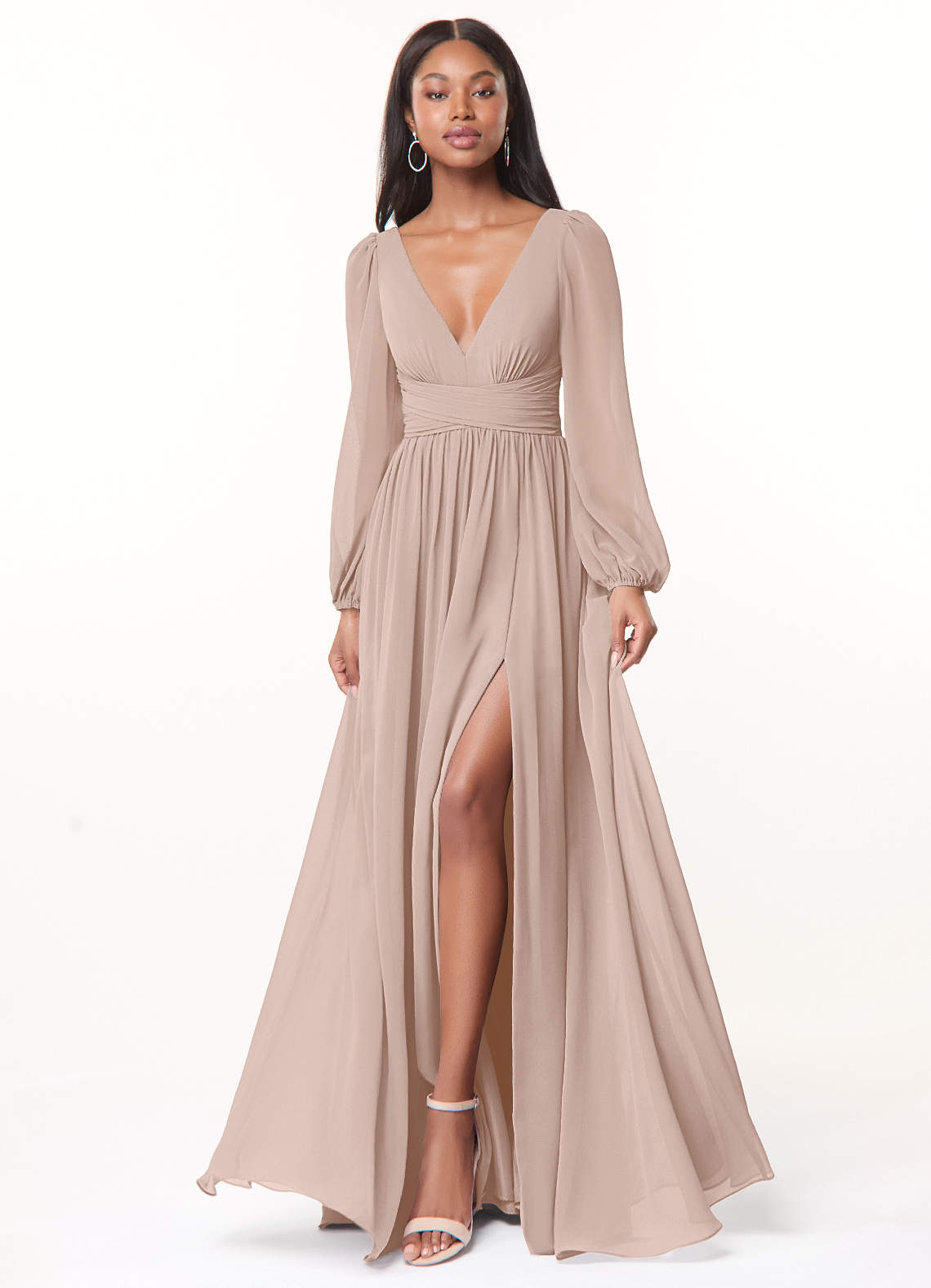 Norah A-Line V-Neck Chiffon Bridesmaid Dress in English Rose