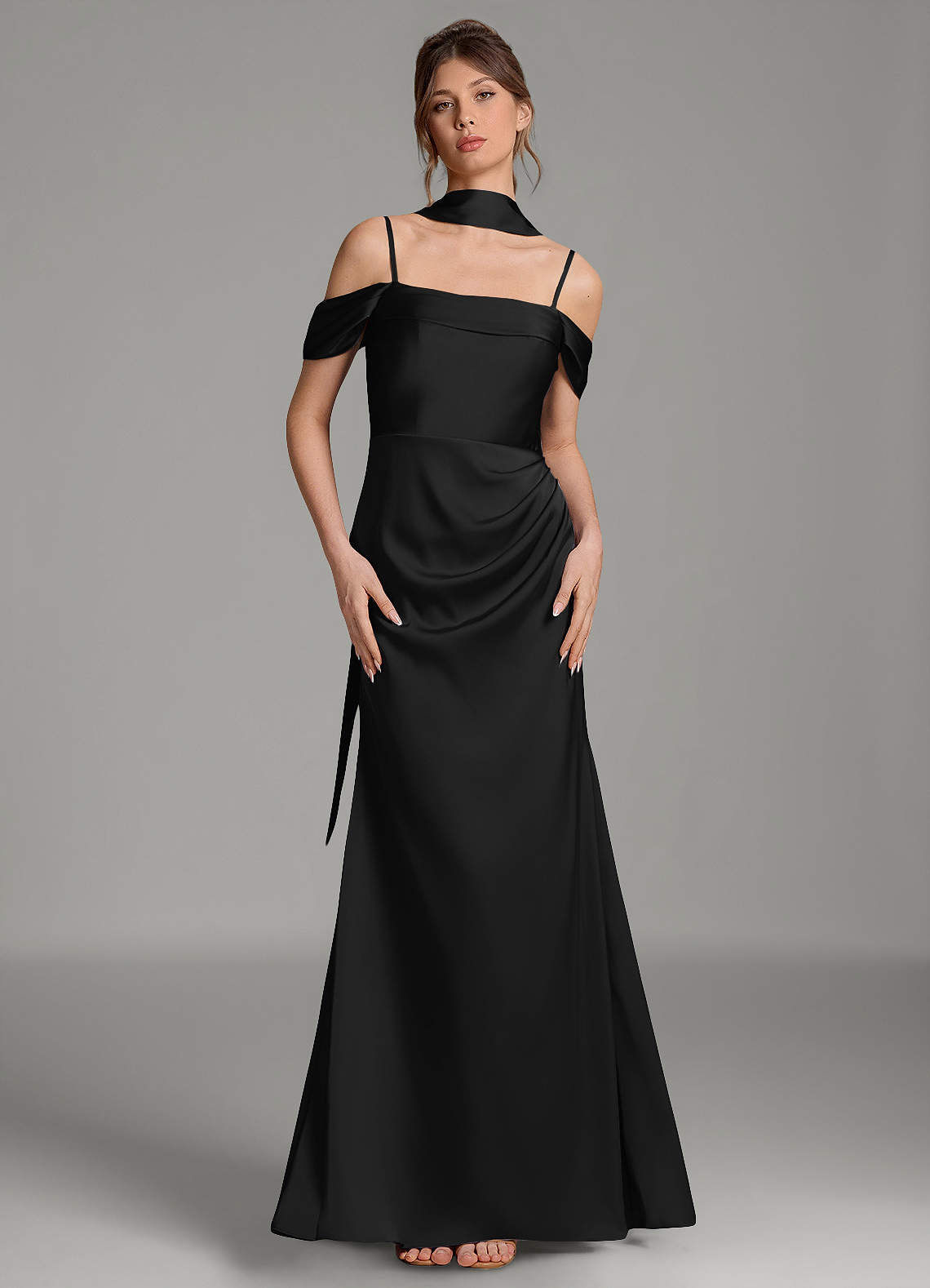 Wyatt Mermaid Off-the-Shoulder Stretch Satin Bridesmaid Dress