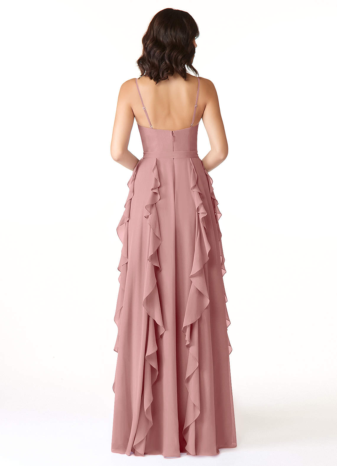 Peyton A-Line V-Neck Chiffon Bridesmaid Dress in dusty rose