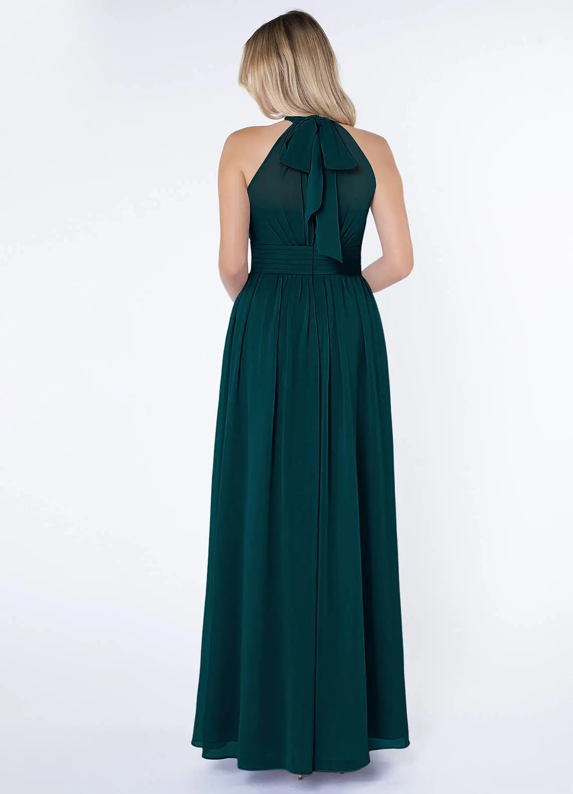 Iman A-Line Halter Chiffon Bridesmaid Dress in Emerald