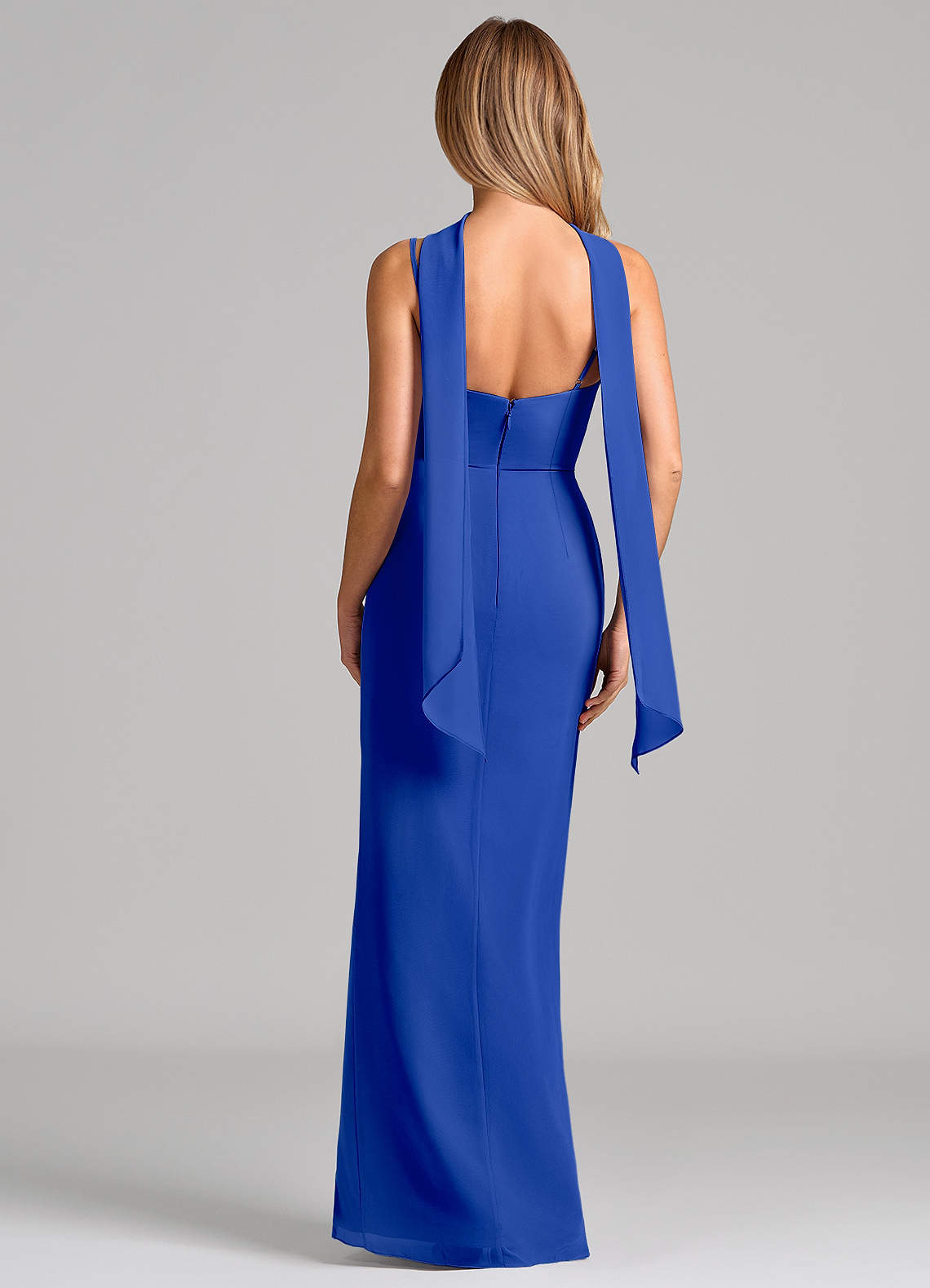 Calandra Sheath Scoop-Neck Chiffon Bridesmaid Dress in Royal Blue