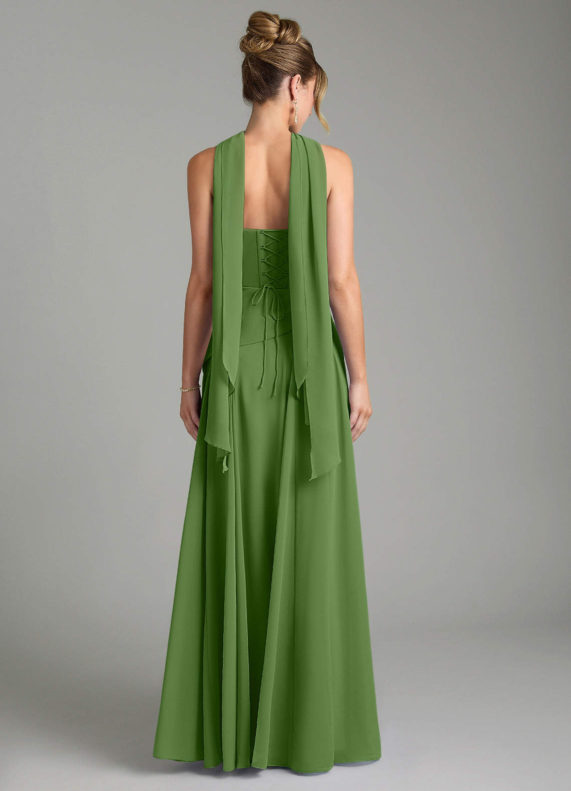 Gabriela A-Line Cowl-Neck Chiffon Bridesmaid Dress in Basil