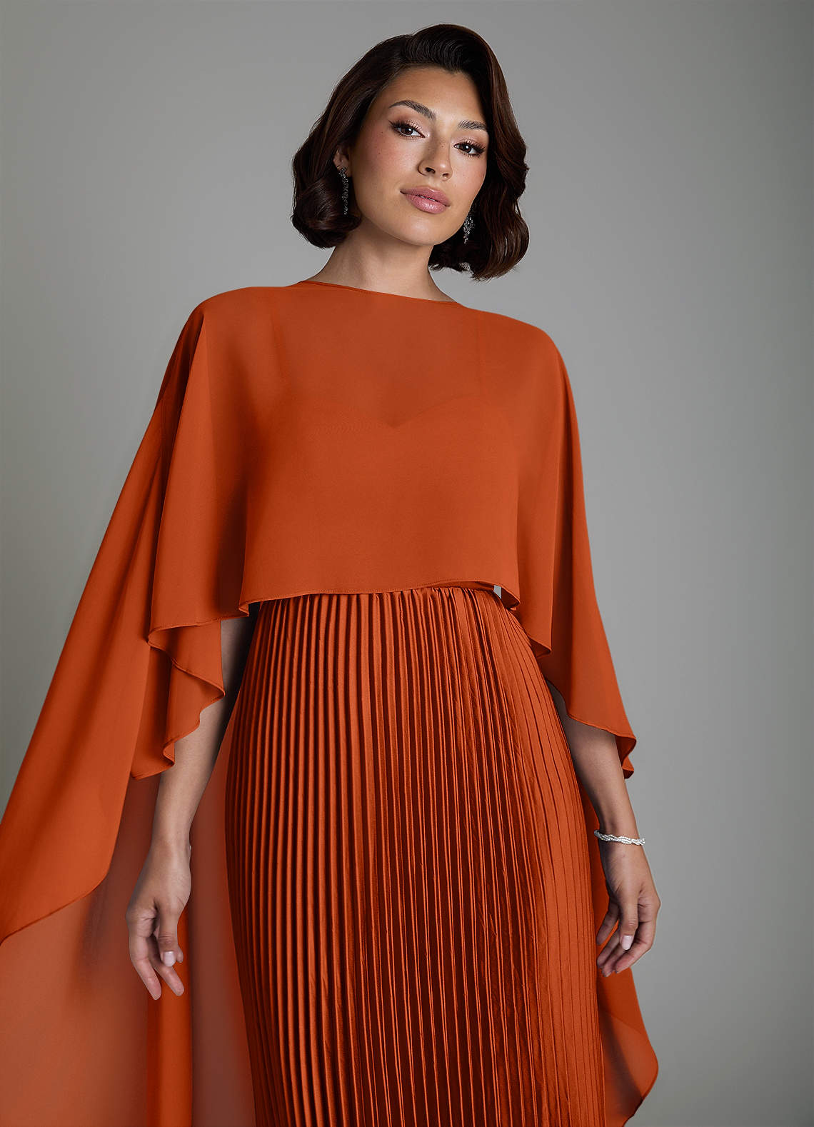Micah A-Line Sweetheart Stretch Satin and Chiffon Bridesmaid Dress in Paprika