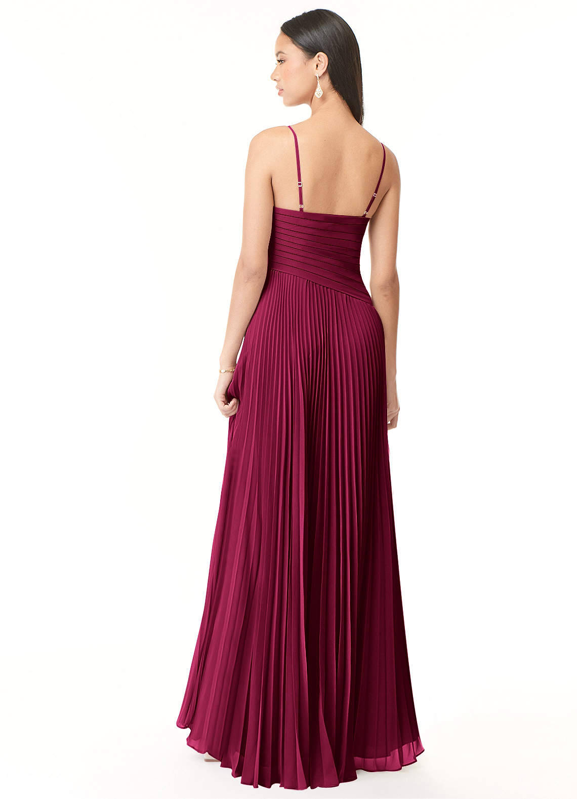 Vini A-Line V-Neck Chiffon Bridesmaid Dress in Burgundy